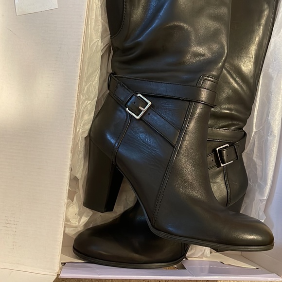 Marc Fisher's Kessler tall dress boots ankle strap buckle elastic back brown 7.5 - Picture 3 of 4